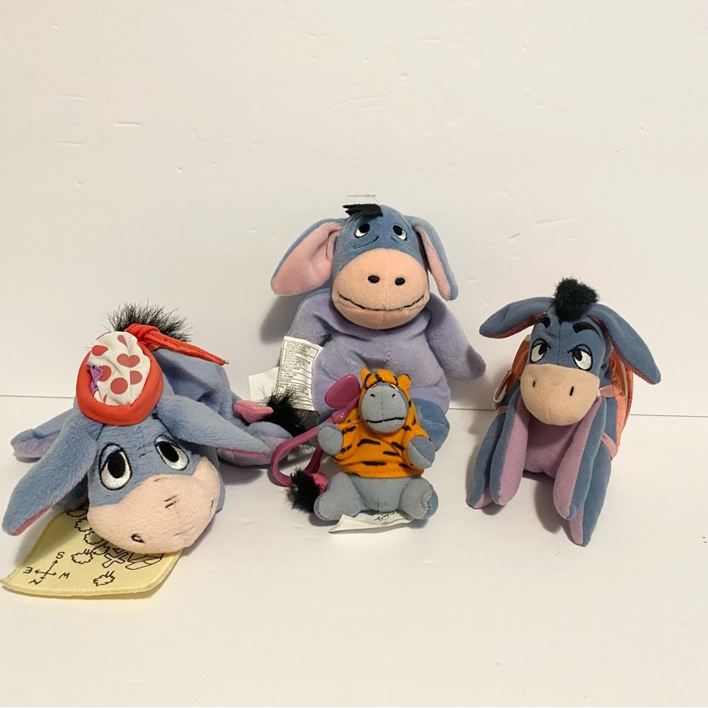 Eeyore Winnie the Pooh Y2K Plush Lot Vintage Beanie Stuffed Animal Toys Bundle